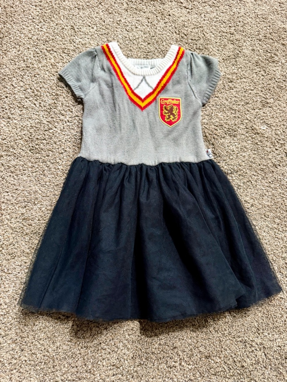 Warner Bros. Gryffindor Grey Knit Dress with Black Tulle Skirt and Red-Gold Trim